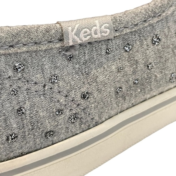Keds Gray Canvas Silver Metallic Dots Lace Up Sneaker Shoes Sz 7.5 - Picture 3 of 11